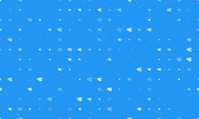 Seamless background pattern of evenly spaced white police cap symbols of different sizes and opacity. Vector illustration on blue background with stars