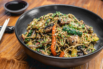 Variety of asian food, appetizers and entrees