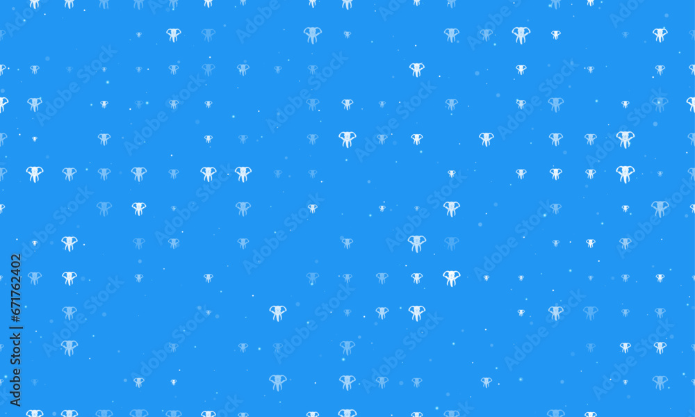 Aufkleber seamless background pattern of evenly spaced white elephant heads of different sizes and opacity. ve