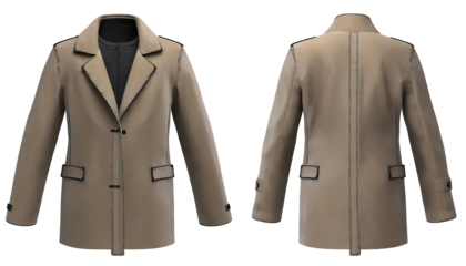 Blank brown female business suit long sleeve with clipping path, female dress without tie for your design mockup for print, isolated on white background.