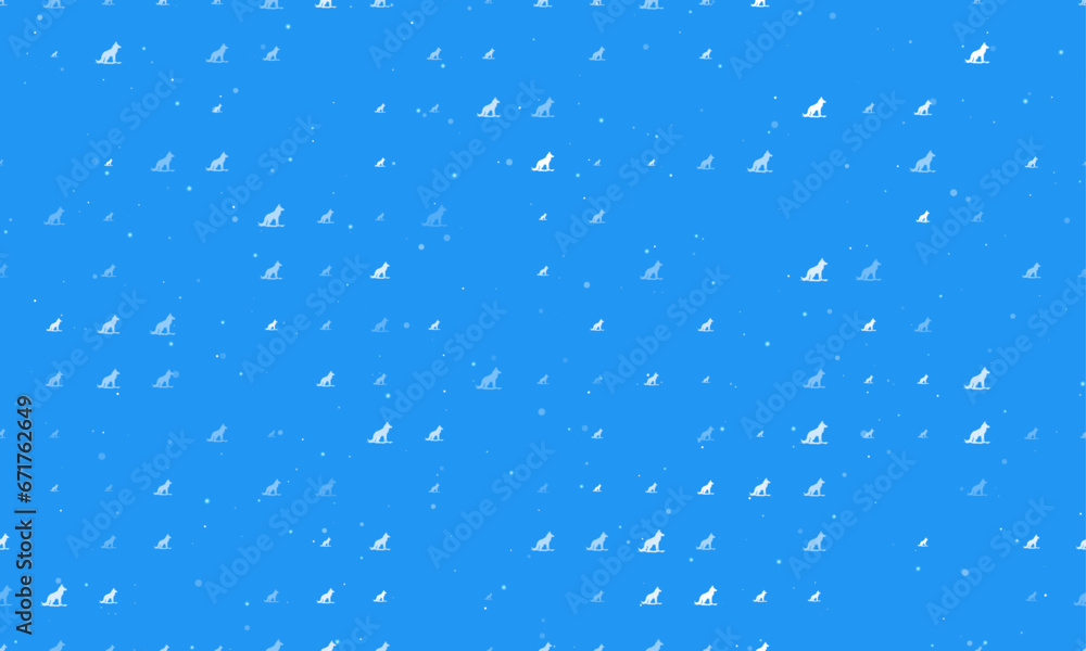 Aufkleber seamless background pattern of evenly spaced white wild wolf symbols of different sizes and opacity.