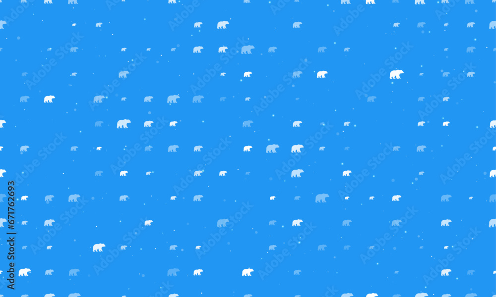 Aufkleber seamless background pattern of evenly spaced white bear icons of different sizes and opacity. vector