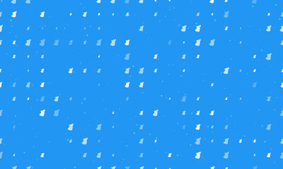 Seamless background pattern of evenly spaced white wolf head symbols of different sizes and opacity. Vector illustration on blue background with stars