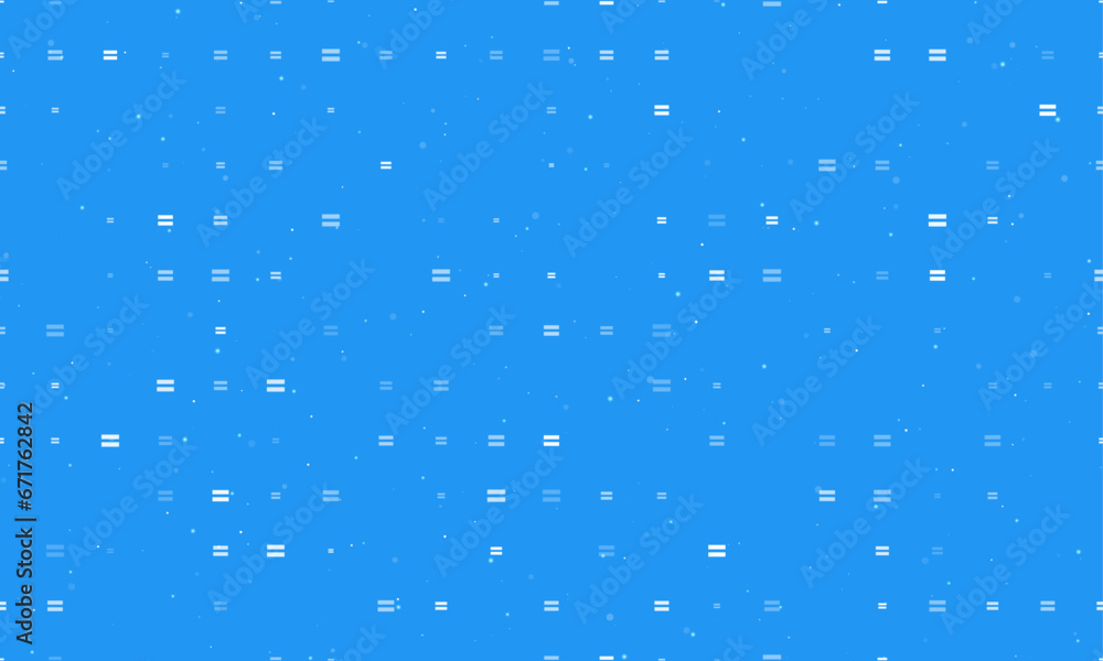 Poster seamless background pattern of evenly spaced white equals symbols of different sizes and opacity. ve