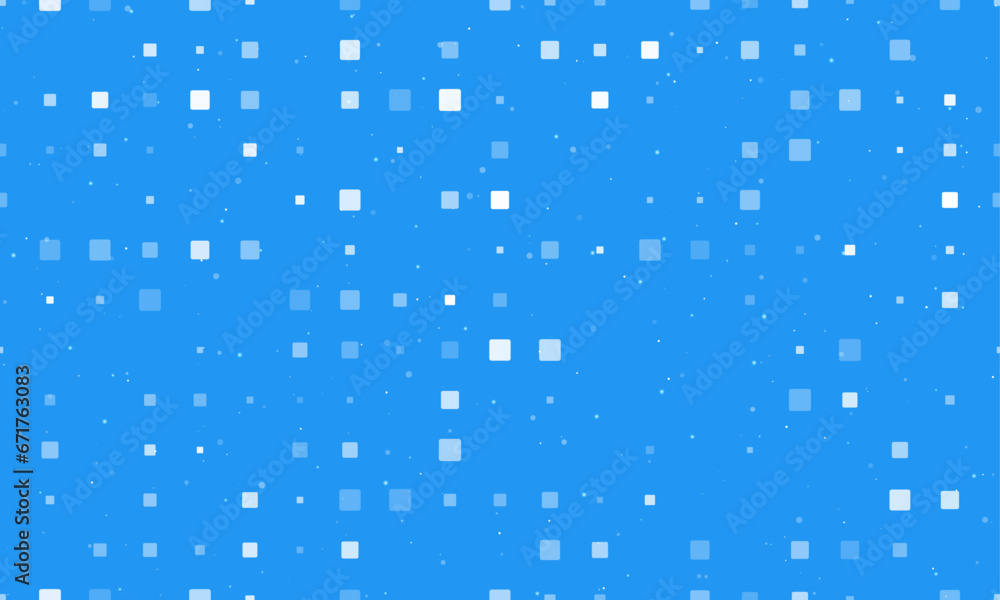 Poster seamless background pattern of evenly spaced white rounded square symbols of different sizes and opa