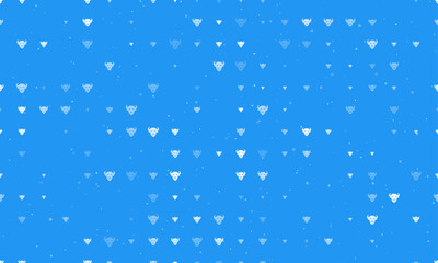 Seamless background pattern of evenly spaced white buffalo head symbols of different sizes and opacity. Vector illustration on blue background with stars