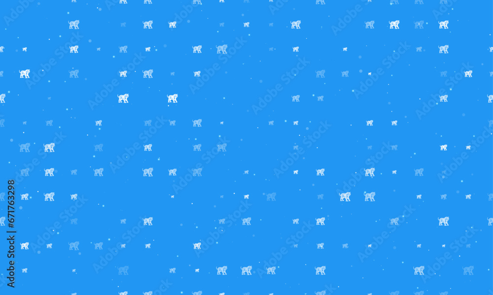 Poster seamless background pattern of evenly spaced white tiger symbols of different sizes and opacity. vec