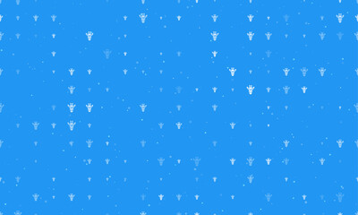 Seamless background pattern of evenly spaced white giraffe head symbols of different sizes and opacity. Vector illustration on blue background with stars