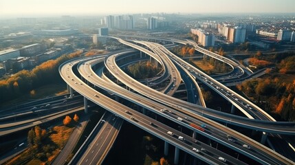 Transportation and road, Aerial view of the city overpass.