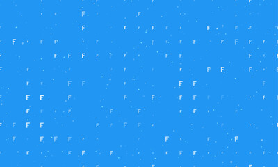 Seamless background pattern of evenly spaced white capital letter F symbols of different sizes and opacity. Vector illustration on blue background with stars