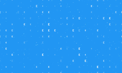 Seamless background pattern of evenly spaced white capital letter E symbols of different sizes and opacity. Vector illustration on blue background with stars