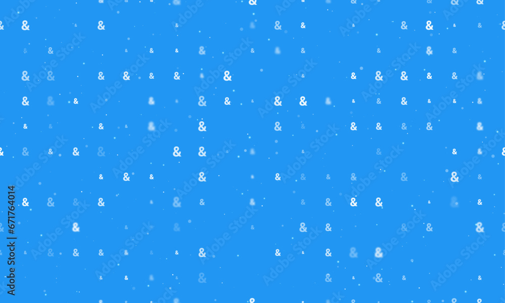 Poster seamless background pattern of evenly spaced white ampersand symbols of different sizes and opacity.