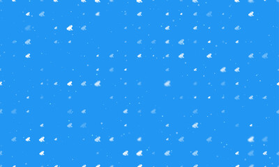 Obraz premium Seamless background pattern of evenly spaced white frog symbols of different sizes and opacity. Vector illustration on blue background with stars