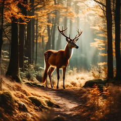 Nature's mesmerizing Deer in a Colorful Wallpaper