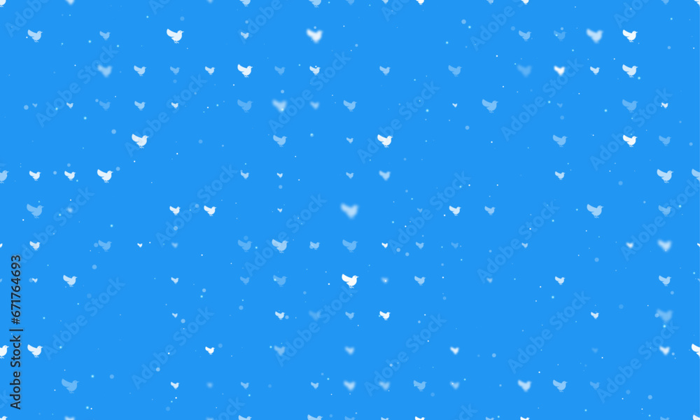 Aufkleber seamless background pattern of evenly spaced white bird symbols of different sizes and opacity. vect
