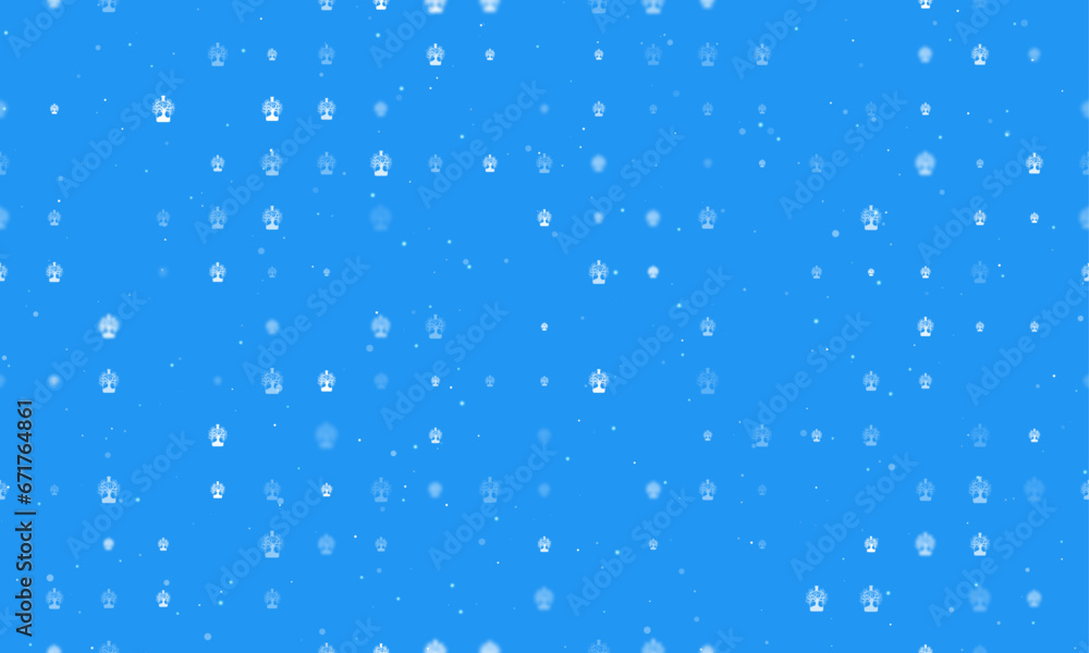 Poster seamless background pattern of evenly spaced white mystical tree in bottle symbols of different size