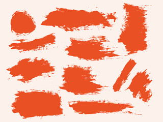 Texture red color brush stroke collection