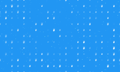 Seamless background pattern of evenly spaced white owl symbols of different sizes and opacity. Vector illustration on blue background with stars