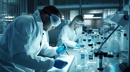 Medical scientific laboratory, professional scientists conduct research in the field of health. Medical chemical technology concept