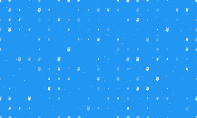 Seamless background pattern of evenly spaced white owl symbols of different sizes and opacity. Vector illustration on blue background with stars