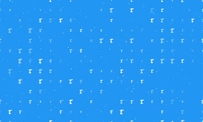 Seamless background pattern of evenly spaced white electric screwdriver symbols of different sizes and opacity. Vector illustration on blue background with stars