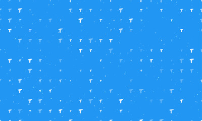 Seamless background pattern of evenly spaced white electric screwdriver symbols of different sizes and opacity. Vector illustration on blue background with stars