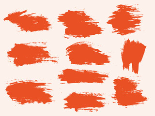 Decorative red color paintbrush background set