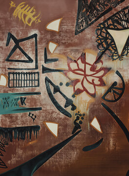 illustrazione grafica di arte astratta con elementi etnici e tribali