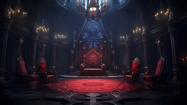 majestic throne room decorated with patterns in the gloom