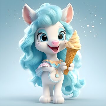 a cartoon animal holding an ice cream cone