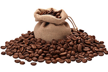 coffee beans in bag isolated