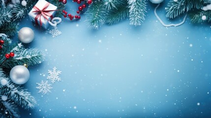 Fototapeta na wymiar Blue Christmas and New year Holiday frame