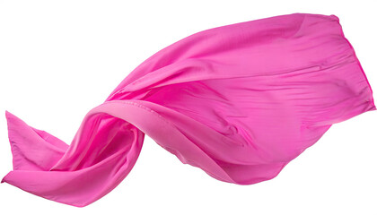 pink silk cloth, flying, isolated on a transparent background. PNG cutout or clipping path.	
