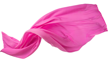 pink silk cloth, flying, isolated on a transparent background. PNG cutout or clipping path.	

