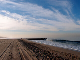 Tire Tracks on Sandy Beach