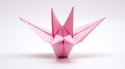 pink origami on white background.
