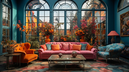 interior home for living room maximalism design