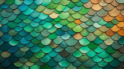 Abstract wood art texture green background with mosaic wood veneer tiles scales