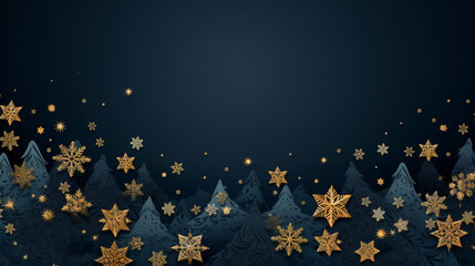 Fototapeta premium Christmas advent celebration holiday background banner panorama greeting card - Border ornament gold and blue christmas baubles balls on blue texture
