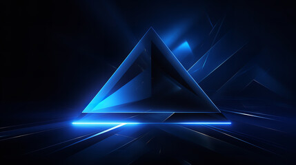 
Futuristic technology digital concept background banner website illustration, 3d texture - Dark blue black abstract background with glowing triangular
