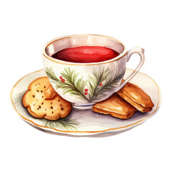 cup of coffee and cookies isolated