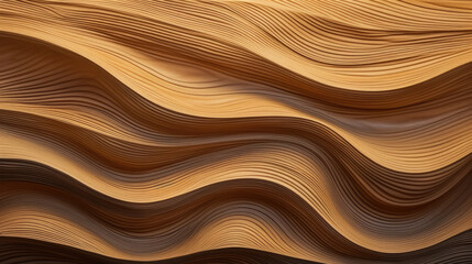 Obraz premium 3D Brown Wood Wave Wall Panels Abstract Geometric Background Wallpaper