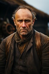 Obraz premium Portrait of the senior man on the rural farm