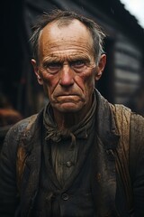 Obraz premium Portrait of the senior man on the rural farm