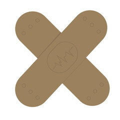 Elastic beige sticking cross medical antibacterial patch plasters . Vector illustration isolated on white background