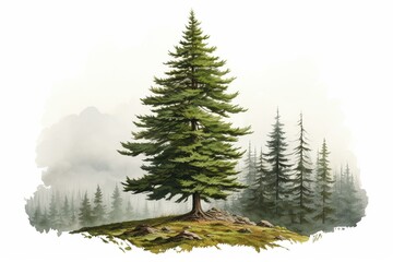 Isolated fir-tree. Generative AI