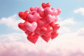 Heart-shaped balloons for Valentine's Day celebration. Generative AI