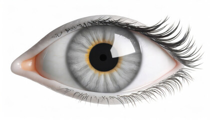 closeup of a women eye macro shot,  isolated on transparent background . PNG, cutout, or clipping path.	

