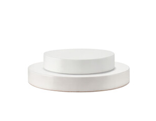 empty stage or pedestal mockup isolated on white background. Podium or platform for award ceremony and product presentation. 