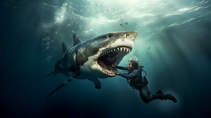 Fototapeta premium shark in the sea desktop wallpaper